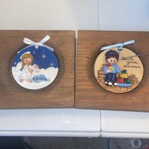 Set of two vintage, Kaufman collection, wooden plaques, T26